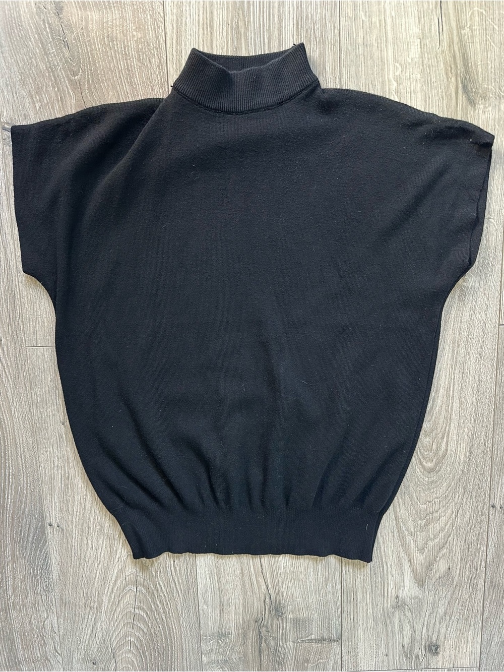 Black Short Sleeve Turtleneck Sweater